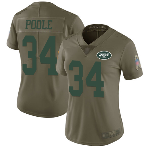 New York Jets Limited Olive Women Brian Poole Jersey NFL Football #34 2017 Salute to Service->new york jets->NFL Jersey